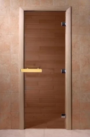 Дверь для бани стеклянная Doorwood гладкая бронза 590х1790