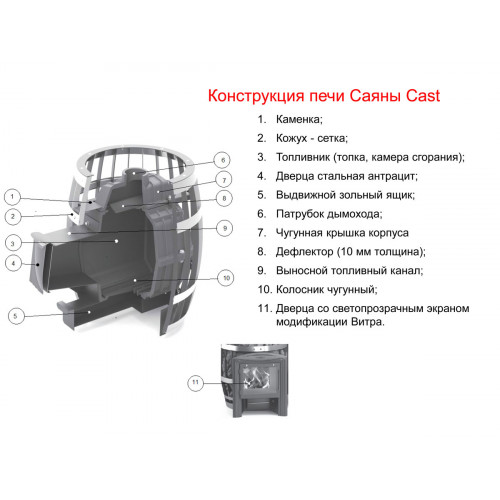 Чугунная печь для бани Саяны Cast ДА