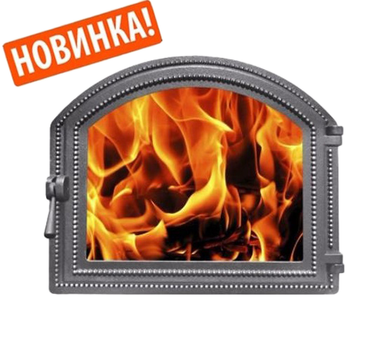 Дверка ВЕЗУВИЙ каминная 217 (антрацит) со стеклом