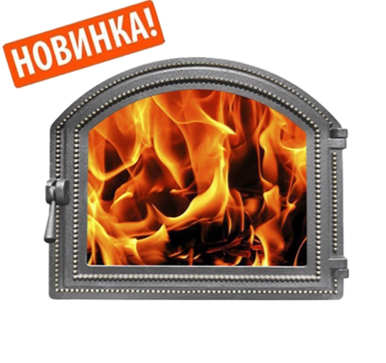 Дверка ВЕЗУВИЙ каминная 217 (бронза) со стеклом