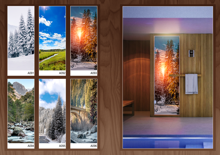 Дверь для бани стеклянная Doorwood с фотопечатью