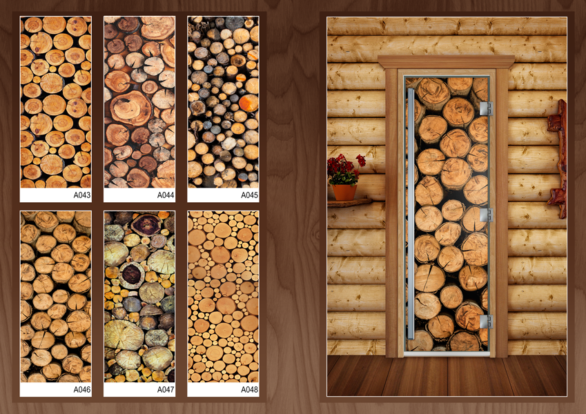 Дверь для бани стеклянная Doorwood с фотопечатью